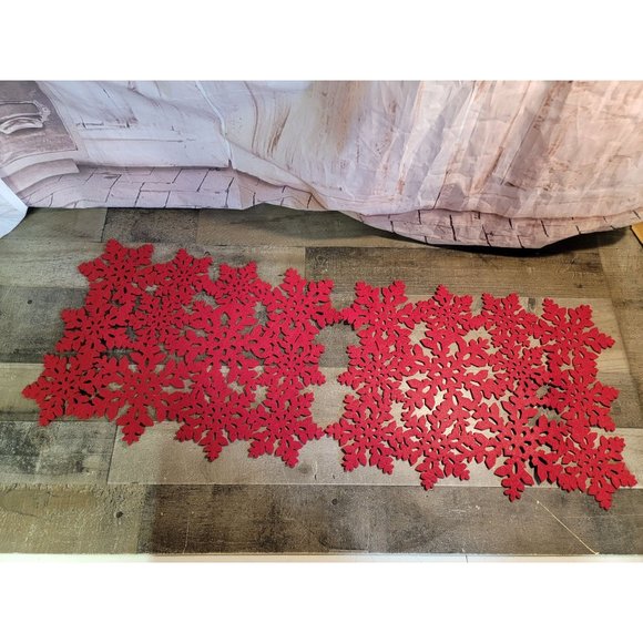 Snowflake xmas placemat red decor set - Picture 1 of 6